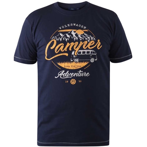 D555 Offizielles VW Camper bedrucktes T-Shirt Navy